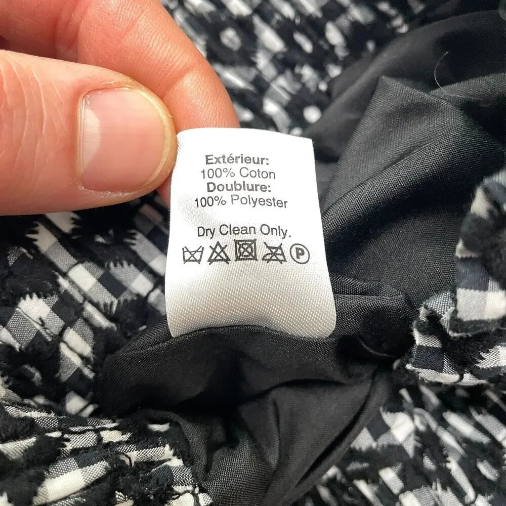 J.Crew Sidewalk Mini Pencil Skirt Womens 00 Black White Geometric Embroidered